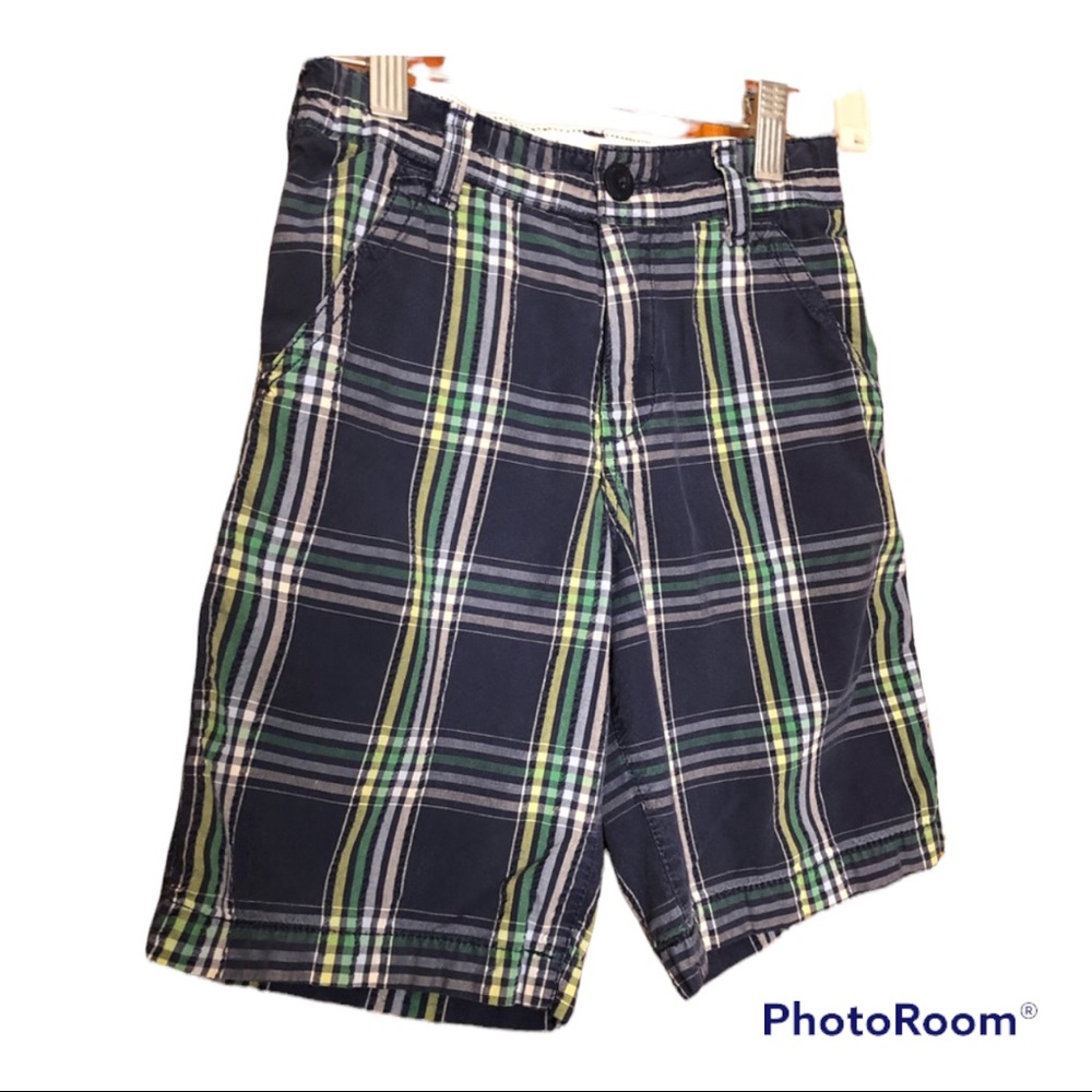 plaid long skater shorts blue/ white/ green size 6 OshKosh